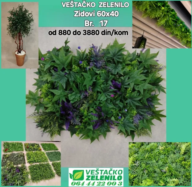 Veštački zeleni zid 07 (60x40) 880 din/kom