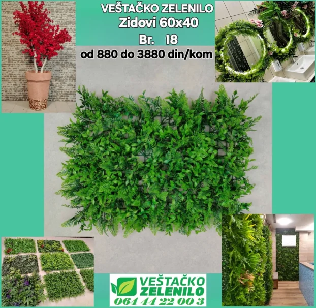 Veštački zeleni zid 07 (60x40) 880 din/kom