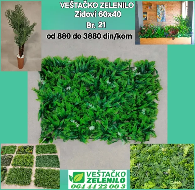 Veštački zeleni zid 07 (60x40) 880 din/kom