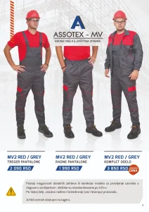 Komplet radno odelo MV2 (sivo crveno)