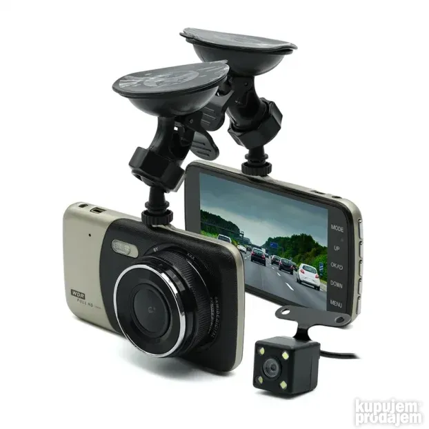 Auto kamera T652 dual lens crna+rikverc