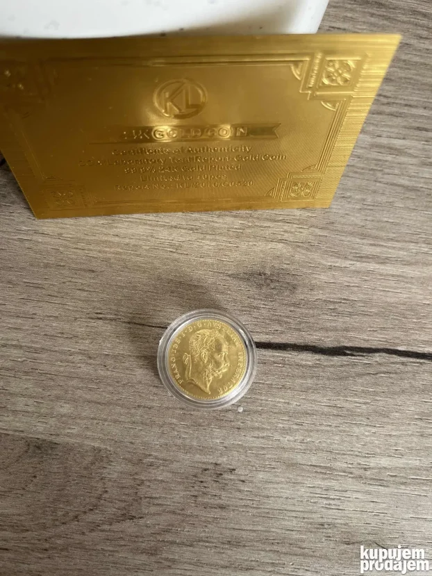 ODLICNA REPLIKA malog Franc Jozef dukata POZLATA 24K