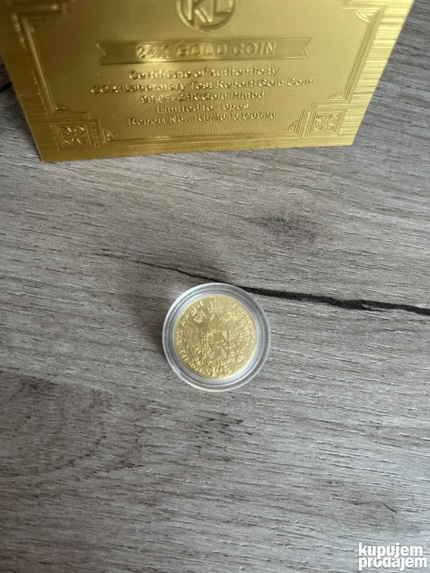 ODLICNA REPLIKA malog Franc Jozef dukata POZLATA 24K