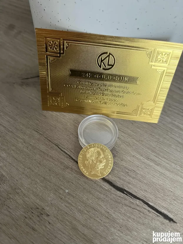 ODLICNA REPLIKA malog Franc Jozef dukata POZLATA 24K