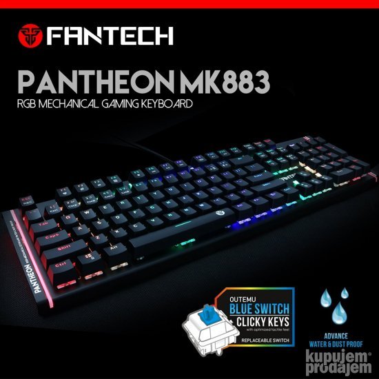 Tastatura gejmerska meh. zicna MK883rgb metalik siva FANTECH