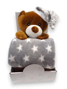 BBO Set igračka + ćebence Uspavani meda sivi