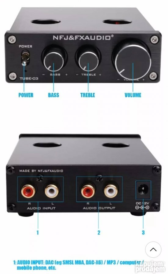 FX-Audio TUBE-03 Mini HiFi Audio Lampaško Predpojačalo 6K4
