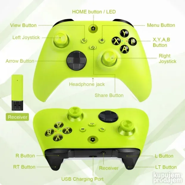 Joypad WIFI kontroler za XBOX One, XBOX X series zeleni