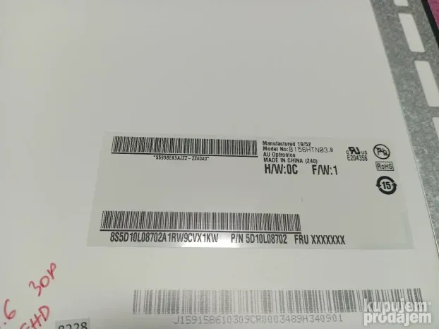 15.6" FHD Ekran Slim 30 pin B156HTN03.8 F/W:1 #8228
