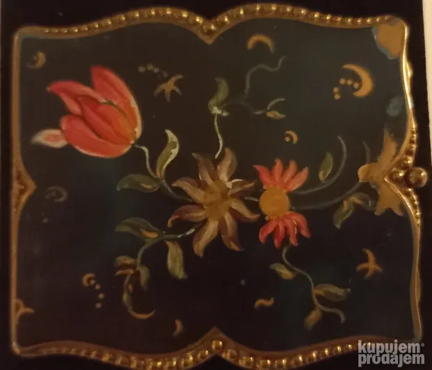 Francuska Mesingana pudrijera Rucno oslikana, Poč. 20veka