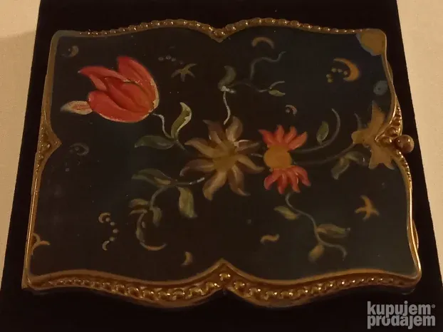 Francuska Mesingana pudrijera Rucno oslikana, Poč. 20veka