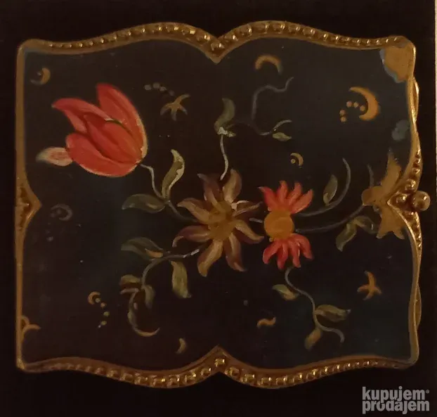 Francuska Mesingana pudrijera Rucno oslikana, Poč. 20veka