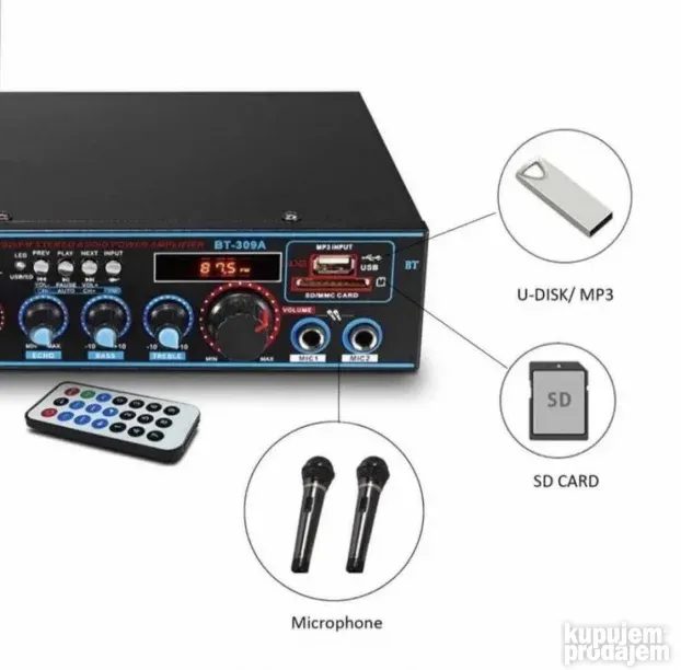 Bluetooth Digitalni BT-309A-A pojacalo resiver 12V i 220V