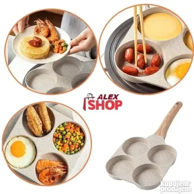 Keramički tiganj za prženje i posluživanje sa 4 rupe