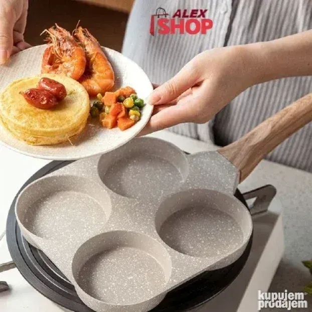 Keramički tiganj za prženje i posluživanje sa 4 rupe