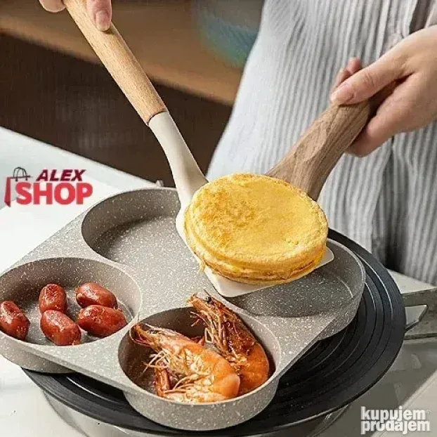 Keramički tiganj za prženje i posluživanje sa 4 rupe