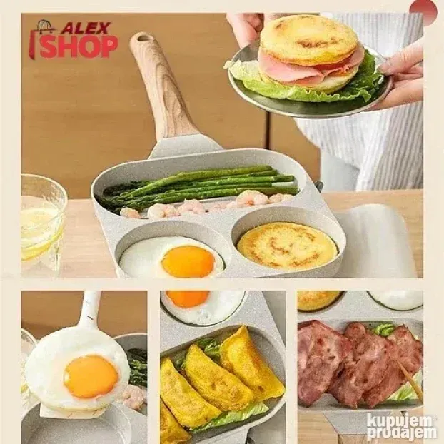 Keramički tiganj za prženje i posluživanje sa 4 rupe