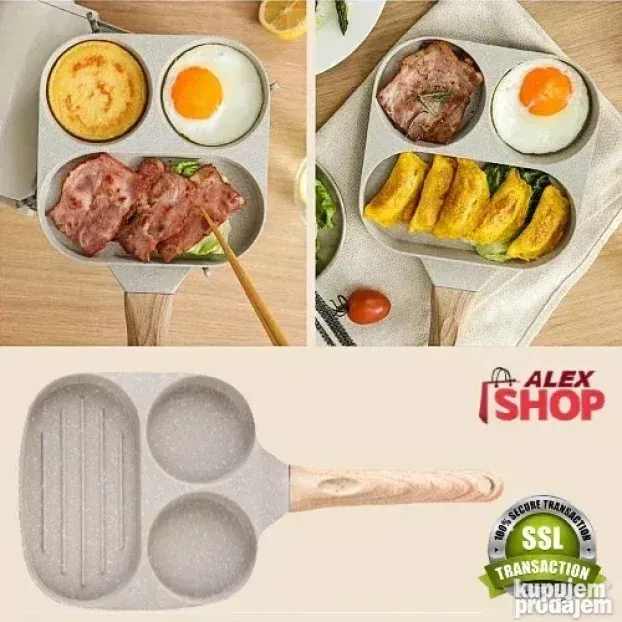 Keramički tiganj za prženje i posluživanje sa 4 rupe