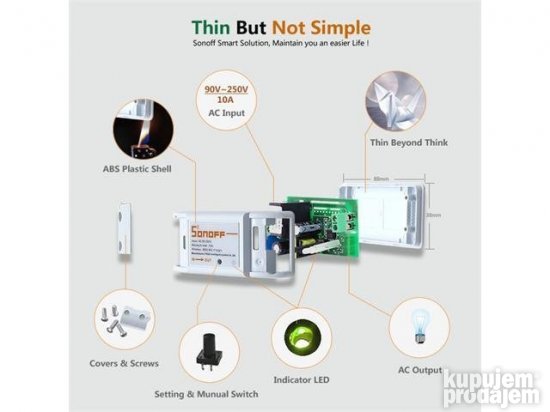 Sonoff Basic R2 10A osnovni wifi prekidač za pametnu kuću