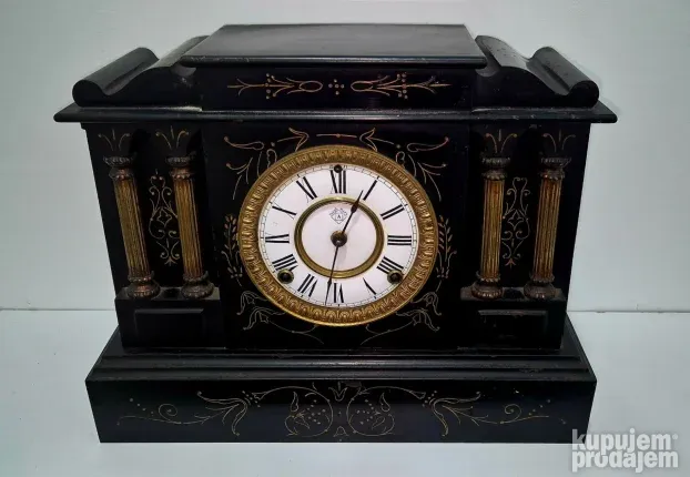 Prelep veliki stari mermerni kaminski sat - 19ti vek