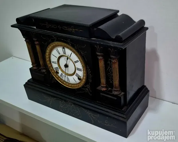 Prelep veliki stari mermerni kaminski sat - 19ti vek