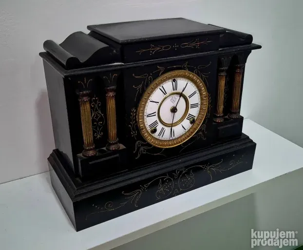 Prelep veliki stari mermerni kaminski sat - 19ti vek