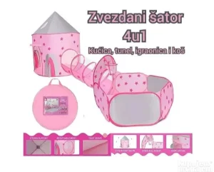 Šator, tunel, igraonica i koš je set za igru koji Će odusvei