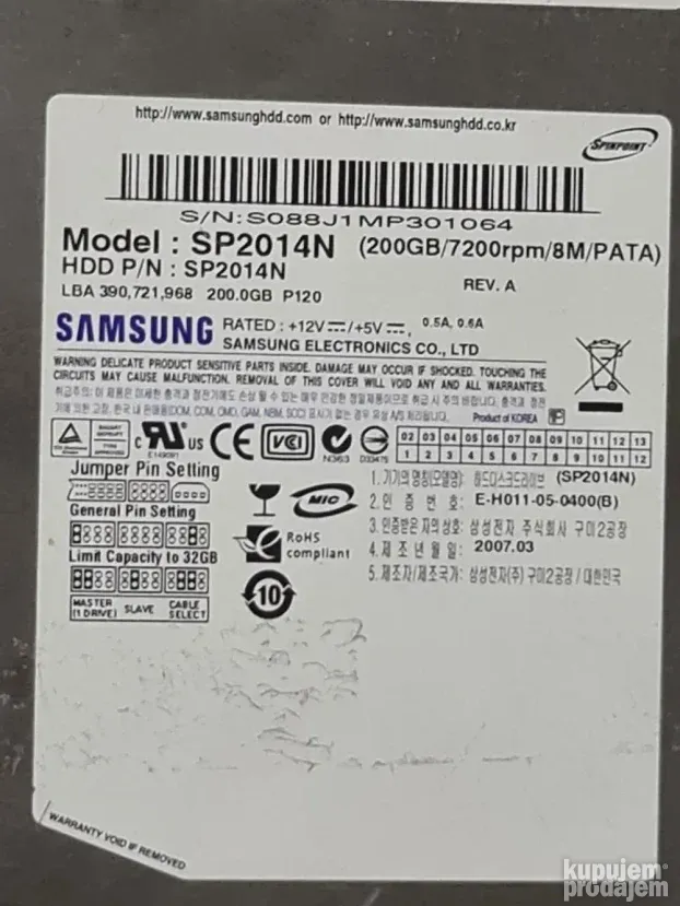 ATA hard disk 200gb (48% health)