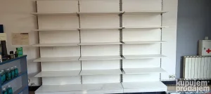 Police za butik ili nešto fino. Drvene sa metalnom konstrukc