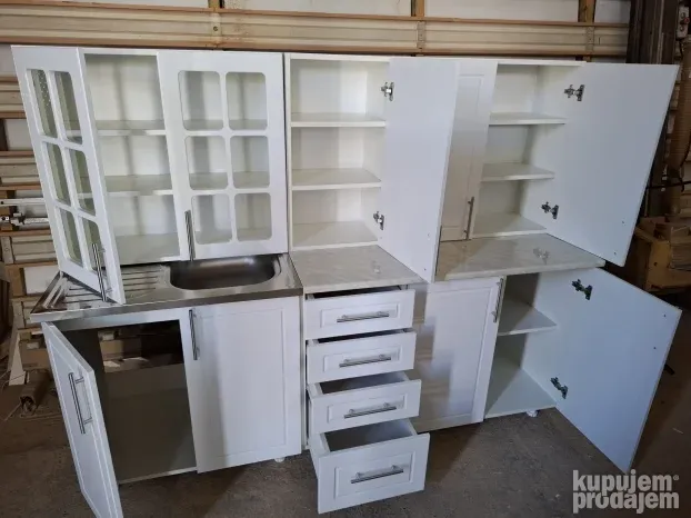 POVOLJNO!Kuhinja 2m medijapan kvadro bela 72cm vis gornjih