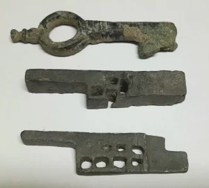 Rare Roman key and 2 roman lock mechanisms