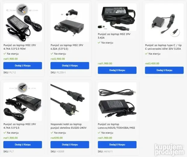 Punjač za MSI laptop - svi modeli - NOVO SA GARANCIJOM !