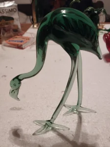 Ptica flamingo murano staklo rucni rad-17x14cm