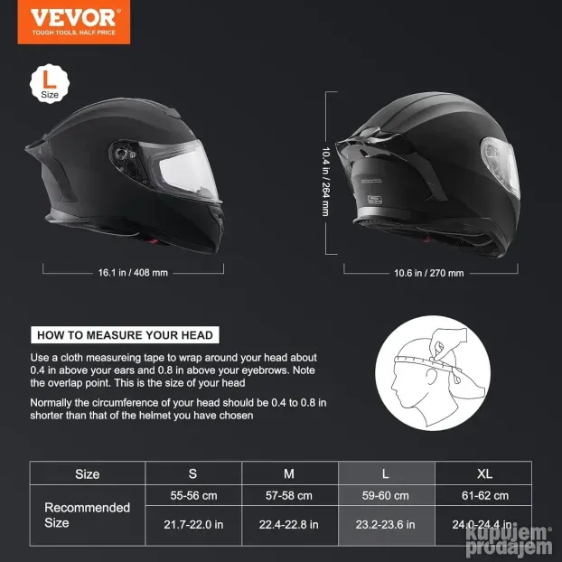 VEVOR motociklistička kaciga