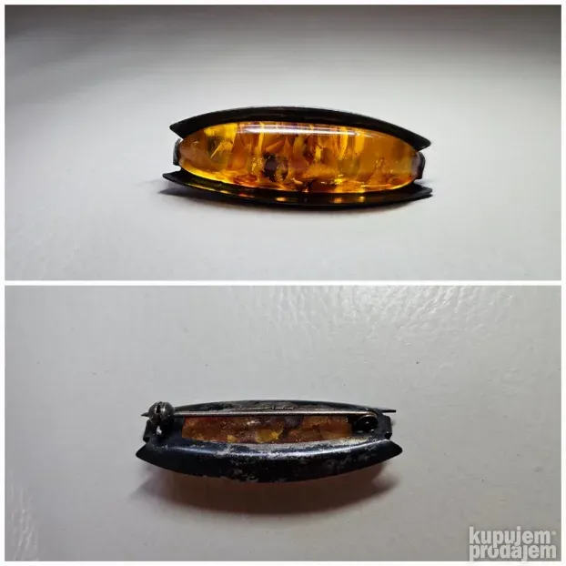 Vintage Fischland Brooch 835 srebro/amber, antique