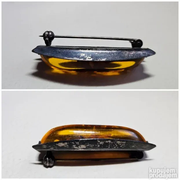 Vintage Fischland Brooch 835 srebro/amber, antique