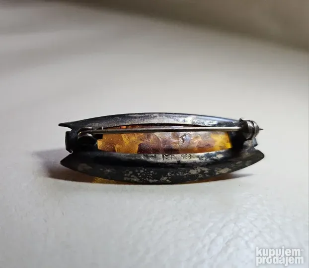 Vintage Fischland Brooch 835 srebro/amber, antique