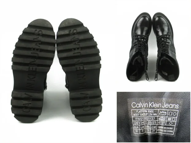 Calvin Klein čizme KOŽA platforma T4291