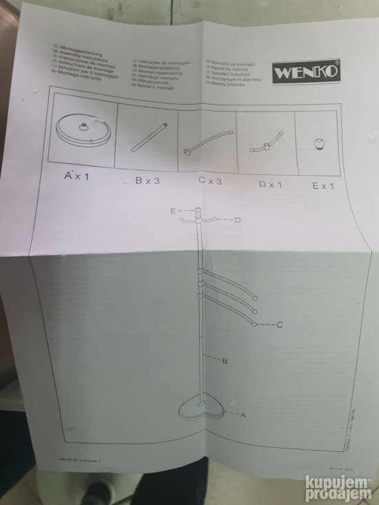 Stalak - Civiluk za Kacenje Odece 28x28x170cm - Wenko