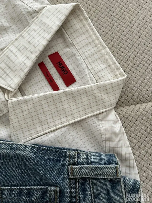 Karirana bež kosulja (M) Hugo Boss Slim Fit