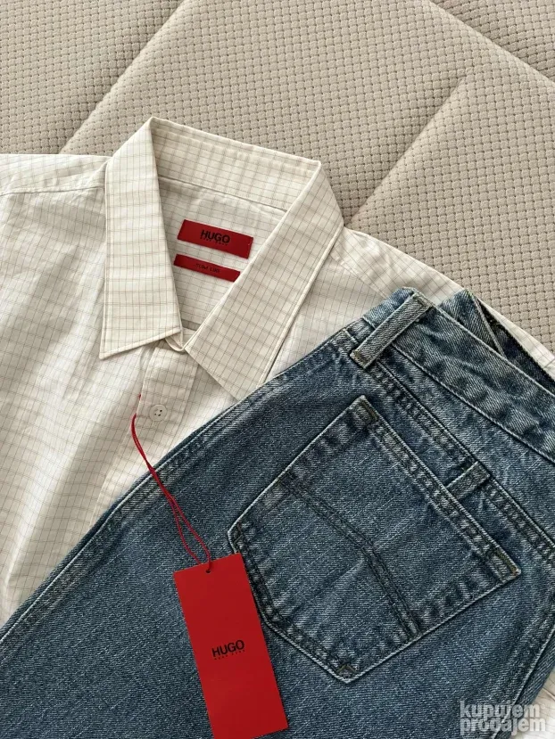 Karirana bež kosulja (M) Hugo Boss Slim Fit
