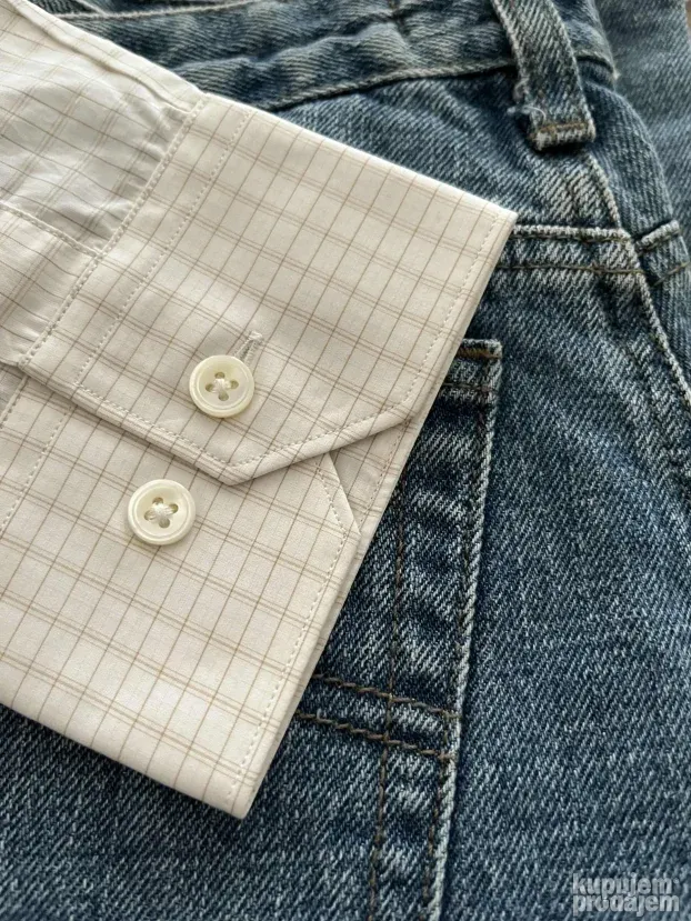 Karirana bež kosulja (M) Hugo Boss Slim Fit