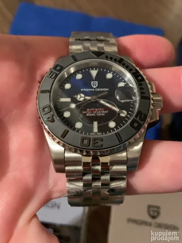 PAGANI DESIGN PD-1651 Crno/Plava -Rolex YACHT MASTER