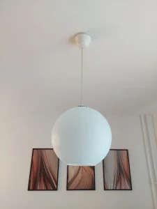 Space Age Opaline White Glass Pendant