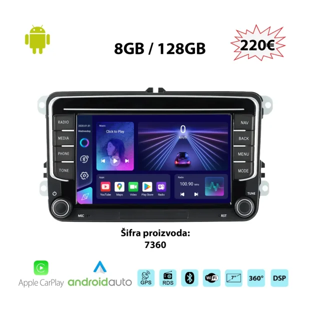Multimedia Android VW Volkswagen Skoda Carplay 2,4,6,8gb