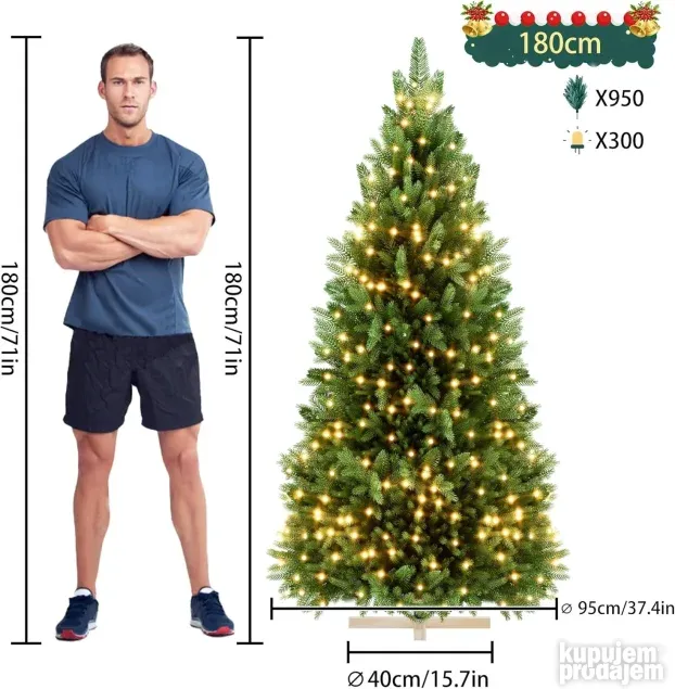 Novogodišnja jelka 180cm LED svetla