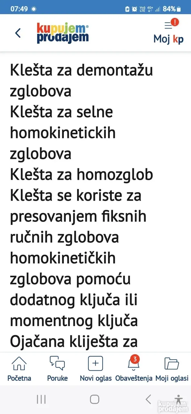 Klesta za montazu i demontazu zglobova Satra