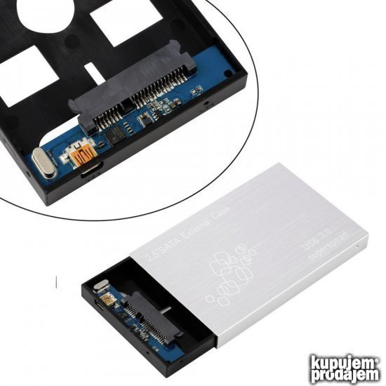 Aluminijumska USB 3.0 Fioka za 2.5" SATA3 HDD SSD, kabl 0.5m