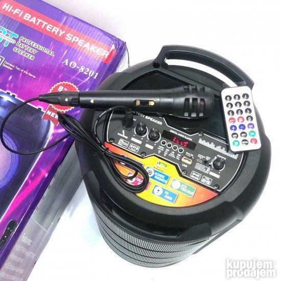 Prenosivi BT Karaoke Zvučnik 2x8" Sa MIKROFONOM - AO-8201