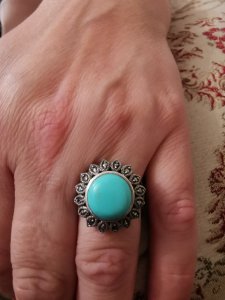 Starinski srebrni prsten i poludragi kamen Tirkiz